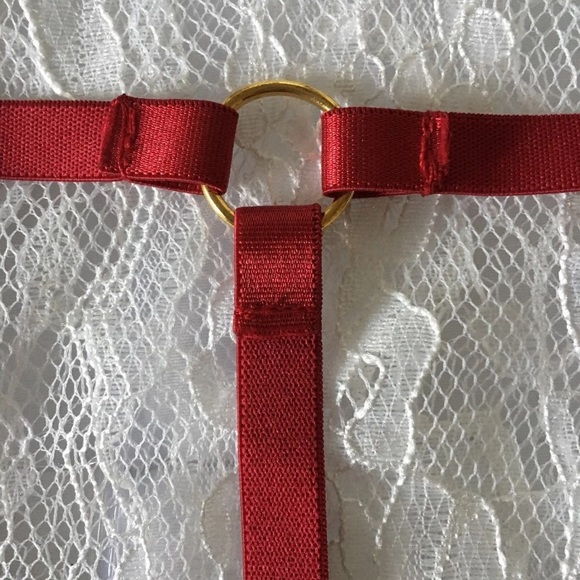 New! Wine Halter Strap Cage Bra - Picture 4 of 6